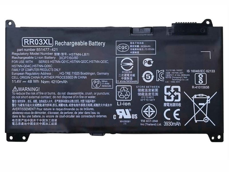 Accu geschikt voor HP laptops - 11.4c 3400 mAh - 851477-421