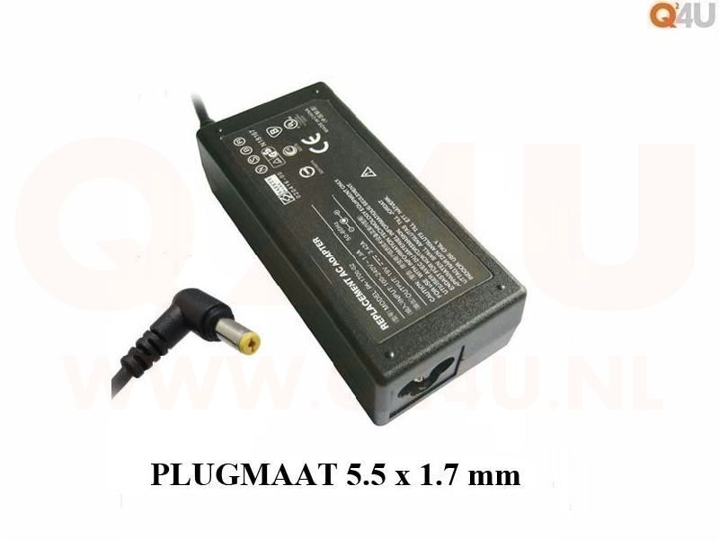 Q24U - OEM, Acer, Packard Bell laptop oplader 19v, 3.42a - 5.5 x 1.7.0 mm