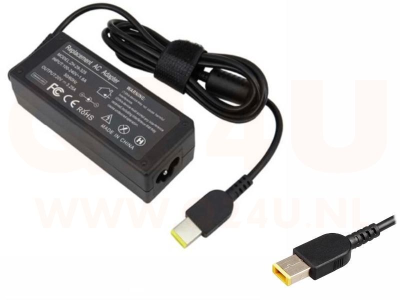Q24U - OEM, Lenovo laptop oplader 20v, 3.25a - rechthoek