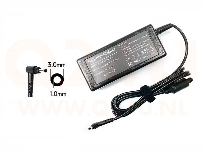 Q24U - OEM laptop oplader 19v 3.42a - 65 watt - 3.0 x 1.0 mm