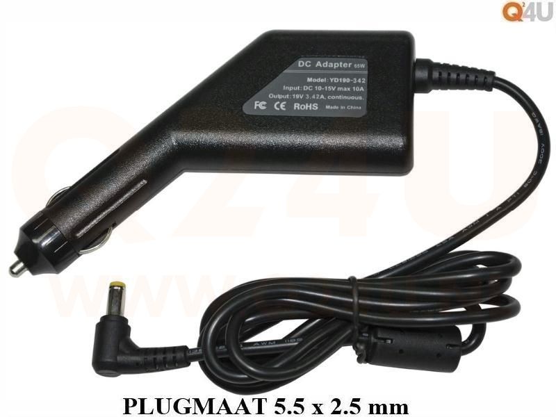 12 volt oplader voor Asus Medion Toshiba laptop, 19v 3.42a - 5.5 x 2.5 mm