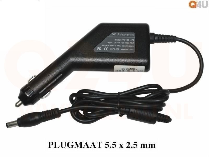 12 volt oplader voor Asus Medion Toshiba laptop, 19v 4.74a - 5.5 x 2.5 mm