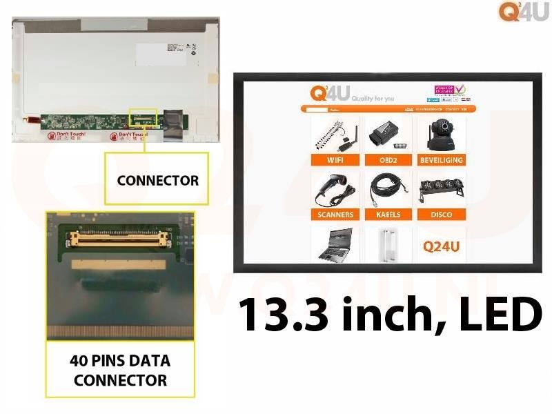 Scherm 13.3 inch, 1366 x 768, B133XW02 V.0 - Glanzend