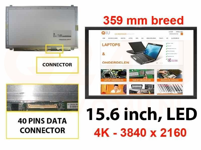 Scherm 15.6 inch, 4K 3840 x 2160, LTN156FL06-301 - Mat- 359 mm breed