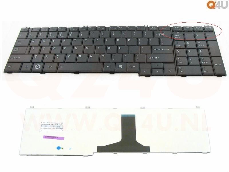 Toshiba Satellite C660 L650 L655 L670 series laptop toetsenbord, US - zwart