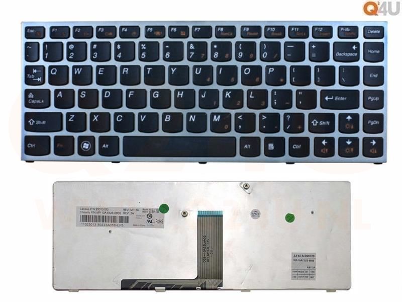 Lenovo IdeaPad Z470 Z475 Z370 Z470A laptop toetsenbord, US - zwart - zilver frame