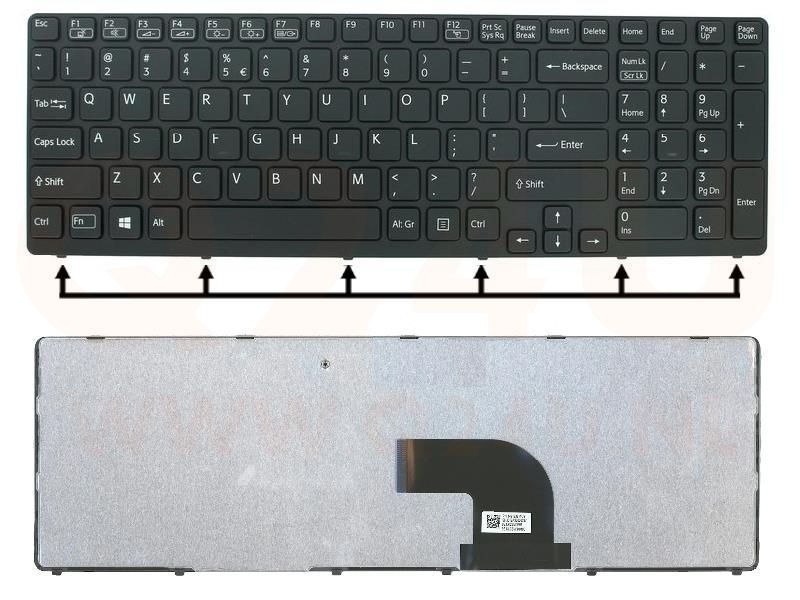 Sony Vaio SVE15 series laptop toetsenbord, US - zwart