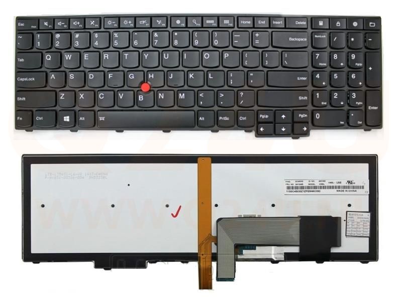 Lenovo Thinkpad T540 W540 E531 E545 series laptop toetsenbord, US - zwart - met licht