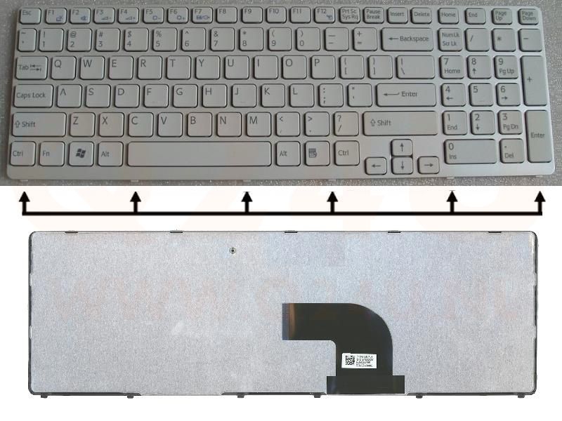 Sony VAIO SVE17 series laptop toetsenbord, US - wit