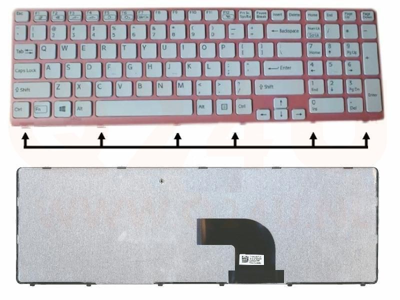 Sony VAIO SVE15 series laptop toetsenbord, US - wit - roze frame