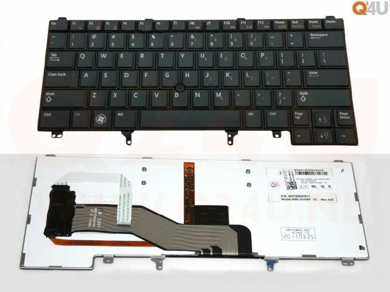 Dell Latitude E5420 E6220 E6320 E6420 E6430 series laptop toetsenbord, US - zwart - met licht