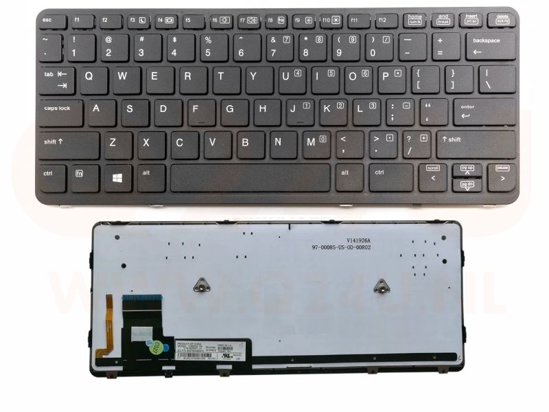HP Elitebook 820 G1 laptop toetsenbord, US - zwart - zwart frame - licht