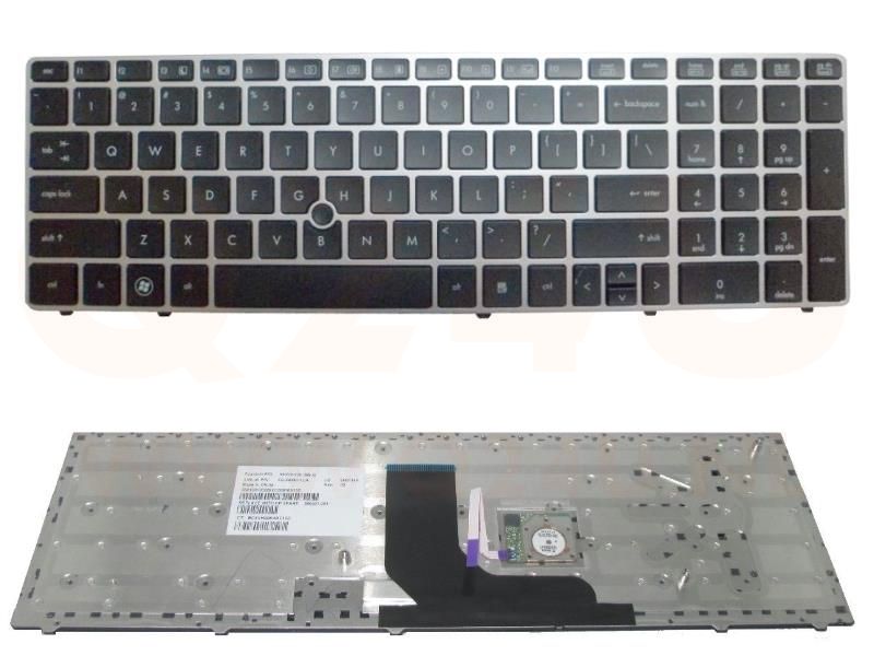 HP ProBook 6560b EliteBook 8570p laptop toetsenbord, US - zwart - zilver frame