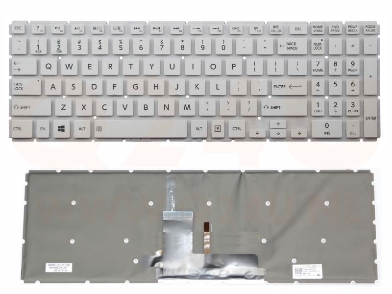 Toshiba Satellite L50-B L50D-B L50DT-B series laptop toetsenbord, US - wit - met licht