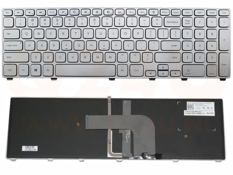 Dell Inspiron 17-7000 17-7737 17-7746 series laptop toetsenbord, US - zilver - met licht