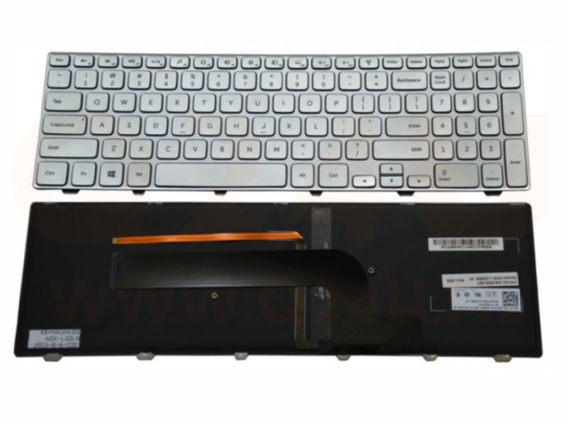 Dell Inspiron 15-7000 15-7537 15-7737 series laptop toetsenbord, US - zilver - met licht