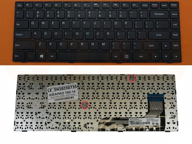 Lenovo IdeaPad 100-14 series laptop toetsenbord, US - zwart - met frame