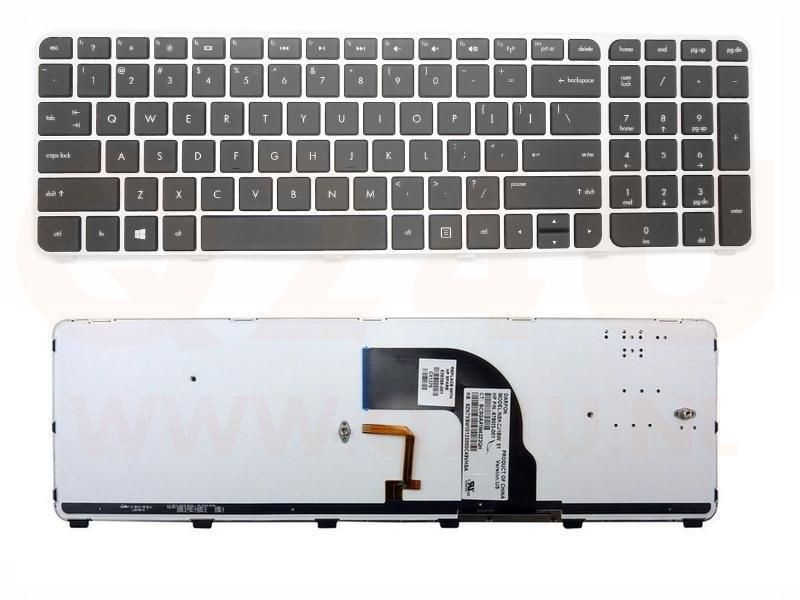HP Envy DV7-7000 7200 7300 series laptop toetsenbord, US - zwart - met licht - met zilver frame