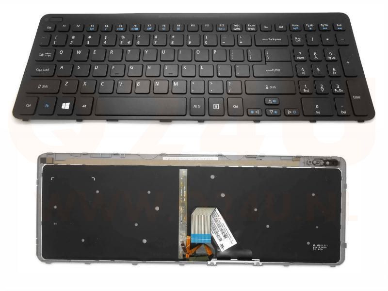 Acer Aspire V5-531 V5-571 series laptop toetsenbord, US - zwart - met licht - zwart frame