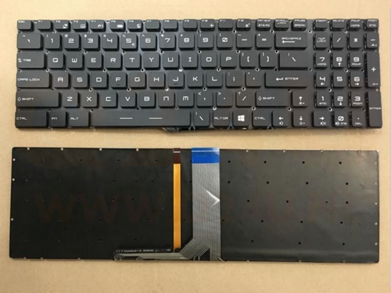 MSI GS60 MSI GS70 MSI GT72 MSI GE62 MSI GE72 series laptop toetsenbord, US - zwart - met licht