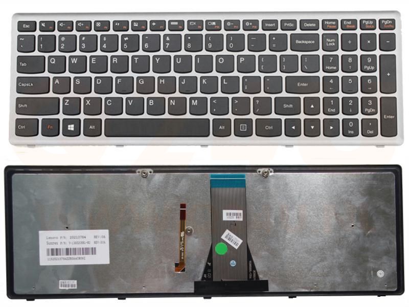 Lenovo G500 Z510 series laptop toetsenbord, US - zwart - zilver frame - met licht