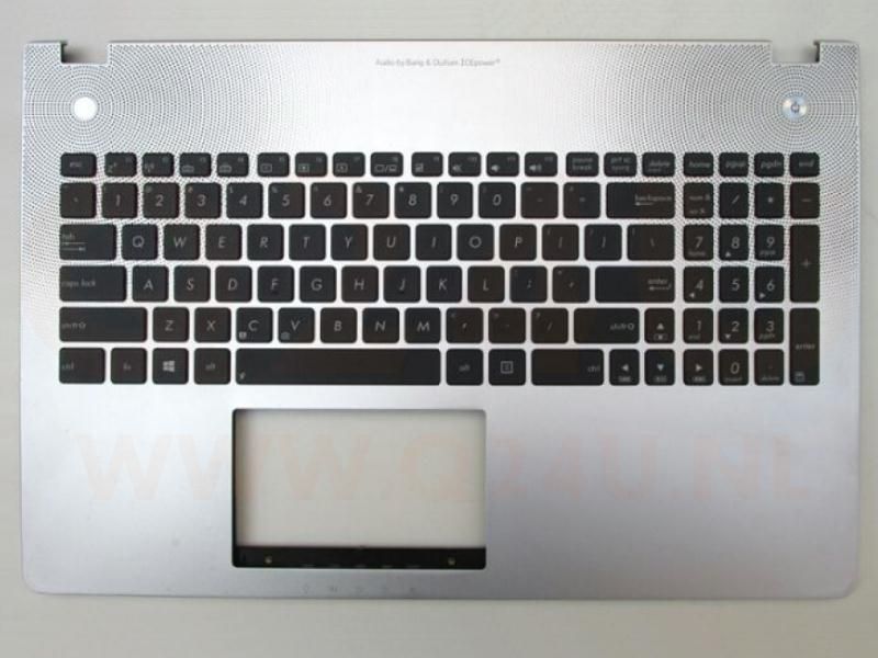 Asus N56 series laptop top case , US - zilver - toetsenbord zwart met licht