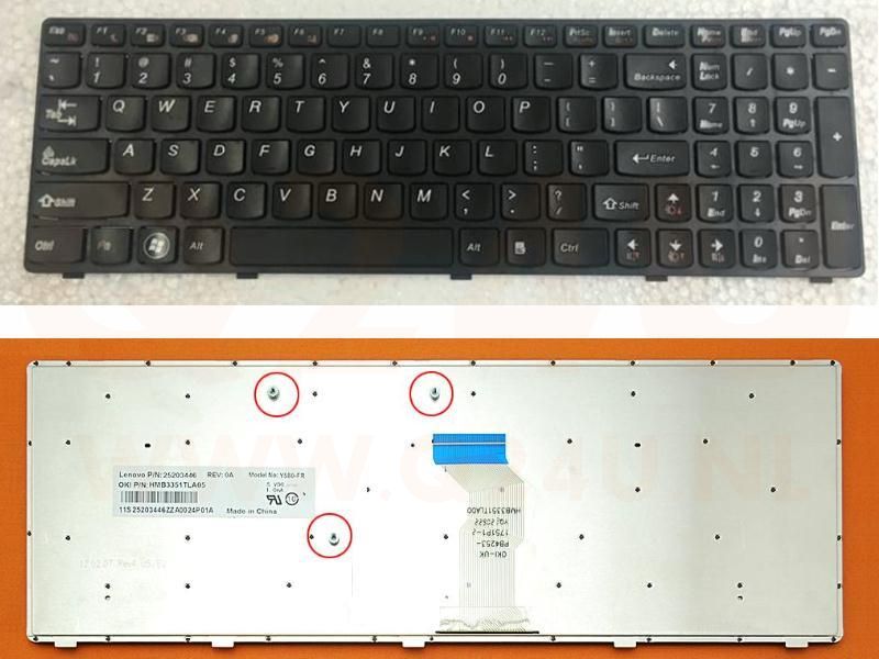 Lenovo IdeaPad Y580 Y580N Y580NT series laptop toetsenbord, US - zwart - zonder licht