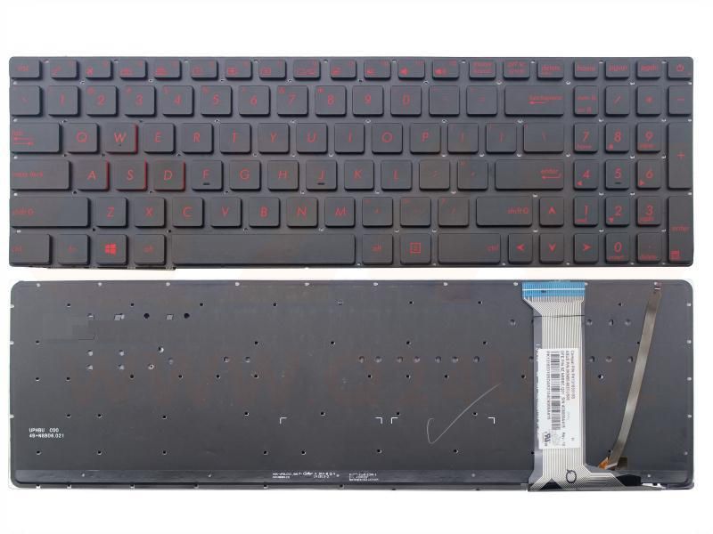 ASUS N551 GL552 series laptop toetsenbord, US - zwart - rode letters