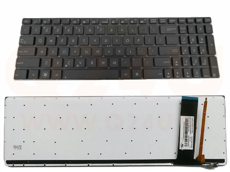Asus N56 series laptop toetsenbord, US - zwart - zonder frame - met licht