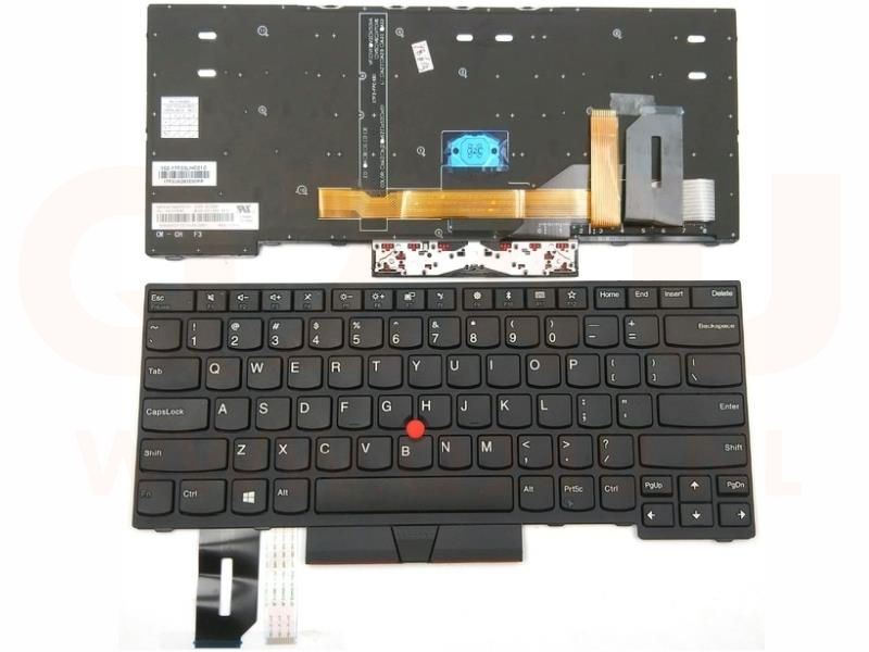 Lenovo ThinkPad E480 L480 L380 Yoga T480s Series laptop toetsenbord, US - zwart - zwart frame - met licht