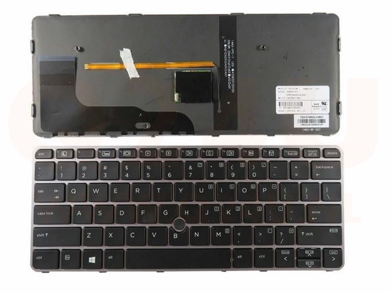 HP EliteBook 820 G3 820 G4 725 G3 series laptop toetsenbord, US - zwart - zilver frame - licht