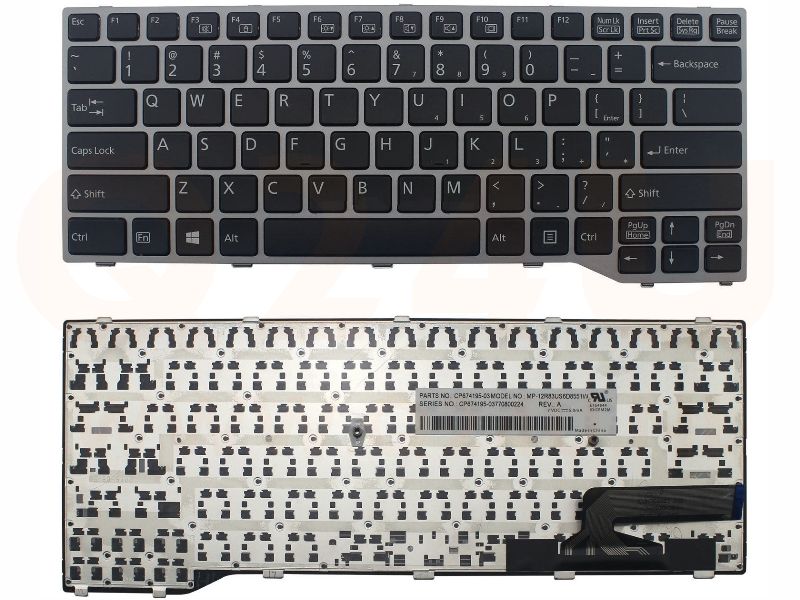 Fujitsu Siemens Lifebook T725 T726 series laptop toetsenbord, US - zwart - met frame