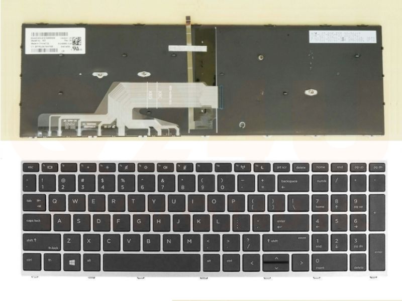 HP ProBook 450 455 470 650 G5 series toetsenbord, US - zilver - zonder licht