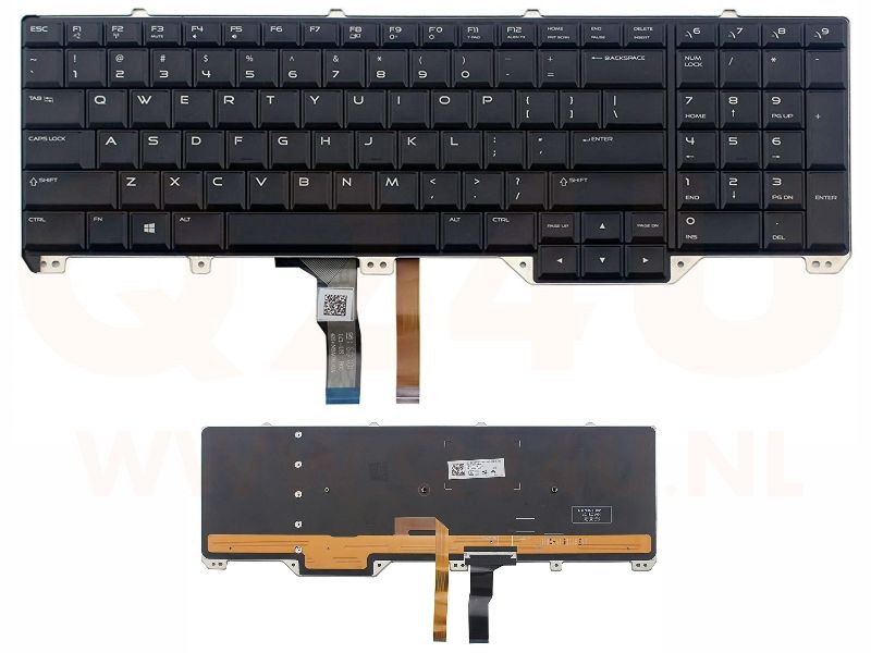 Dell Alienware 17 R2 R3 series laptop toetsenbord, US - zwart - met licht