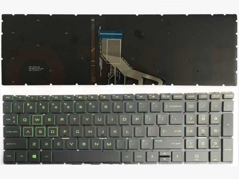 HP Pavilion 15-DA 15-DB 15-CX series laptop toetsenbord, US - zwart - met groen licht