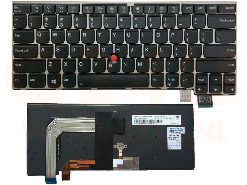 Lenovo Thinkpad 13nd T460s T470s laptop toetsenbord, US - zwart - zonder licht - zilver frame