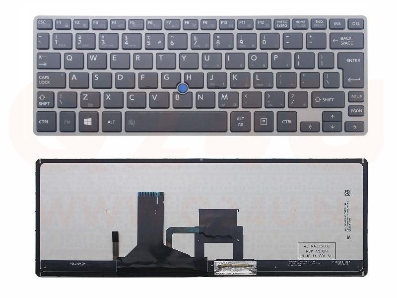 Toshiba Portege Z30 Z30-A Z30T Z30T-A laptop toetsenbord, US - zwart - met licht en pointer - lange kabel