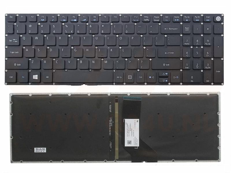 Acer Aspire E5-522 E5-573 E5-722 E5-773 laptop toetsenbord, US - zwart - met licht