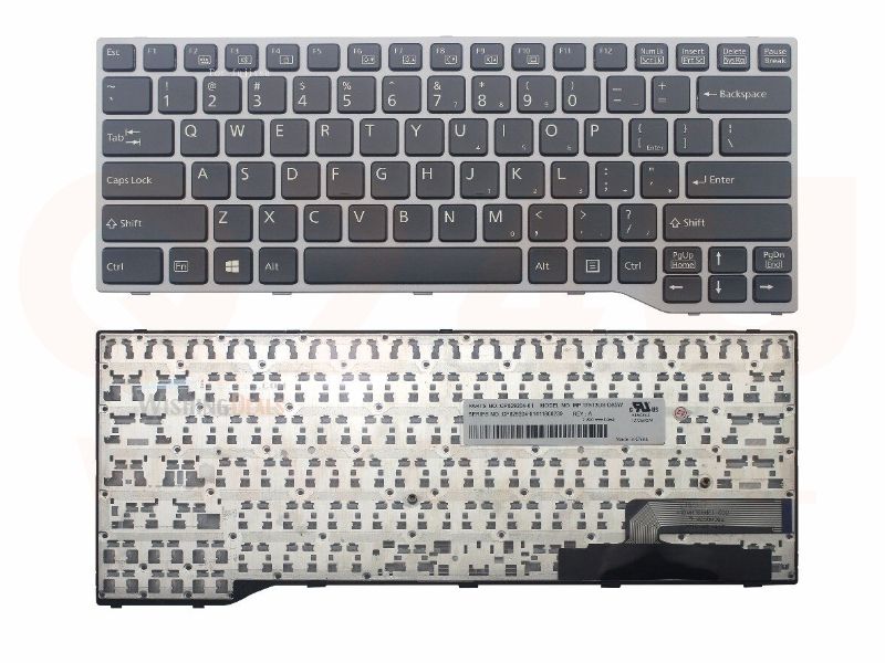 Fujitsu Lifebook E746 E544 E733 E734 E7344 series laptop toetsenbord, US - zwart - zilver frame