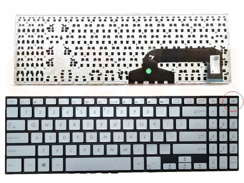 Asus X507 Y5000 series laptop toetsenbord, US - zilver - zonder licht