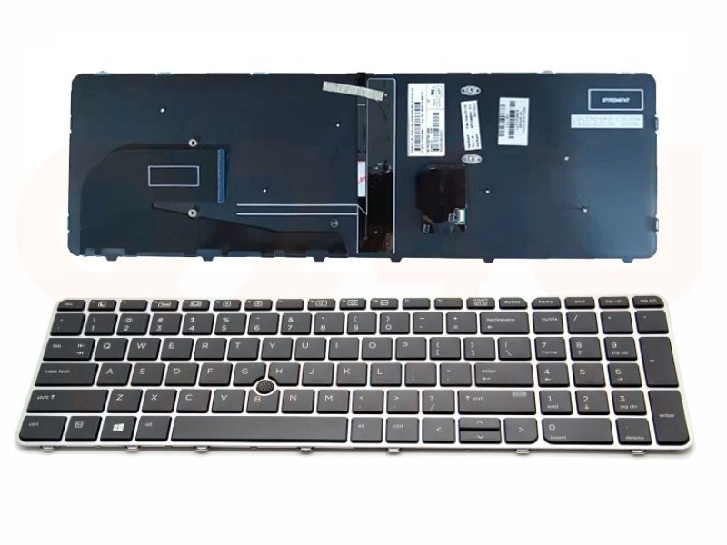 HP EliteBook 755 850 G3 G4 series laptop toetsenbord, US - zwart - zonder licht - met pointer - zilver frame