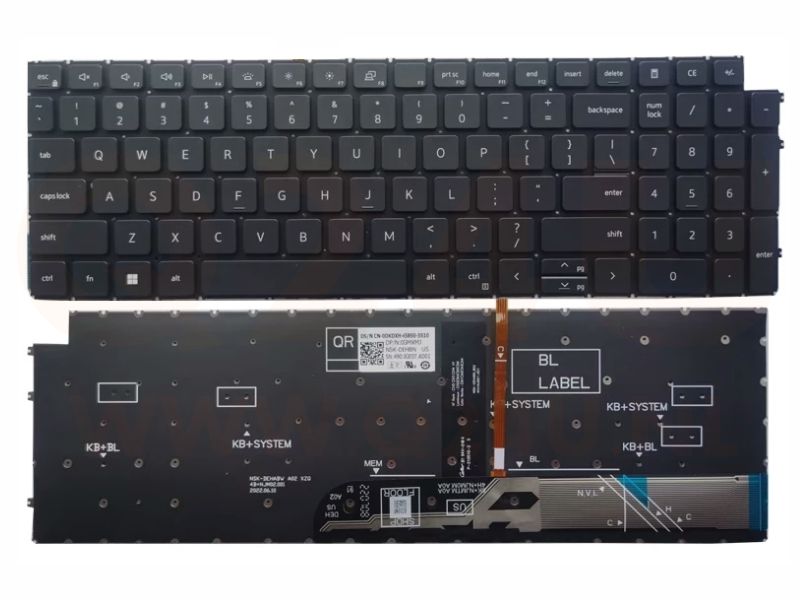 Dell Latitude 3520 Vostro 5510 5515 7510 toetsenbord US QWRTY - zwart met licht