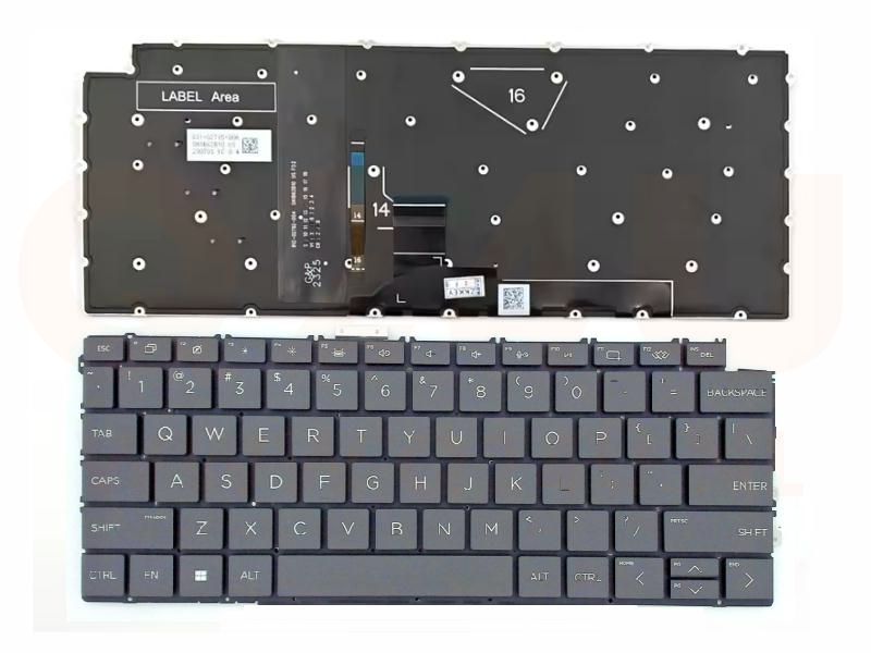 HP Spectre x360 14-EU series US toetsenbord - grijs - met licht