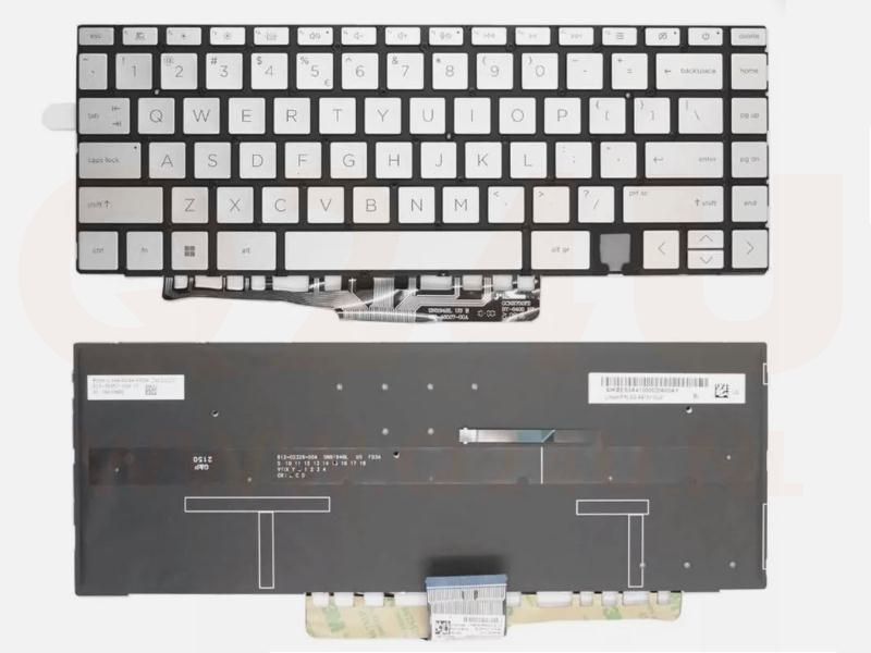 HP Spectre x360 14-EA 14-EB 14-AE US qwerty toetsenbord - zilver - licht