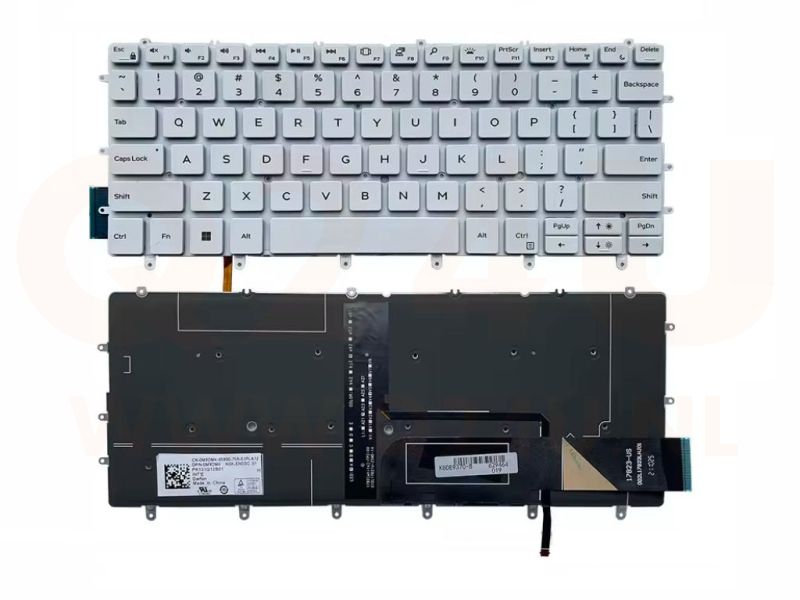 Dell XPS 13 9380 9370 9305 7390 XPS 13 9380 9370 9305 US qwerty toetsenbord - wit - licht - 0FVW9W