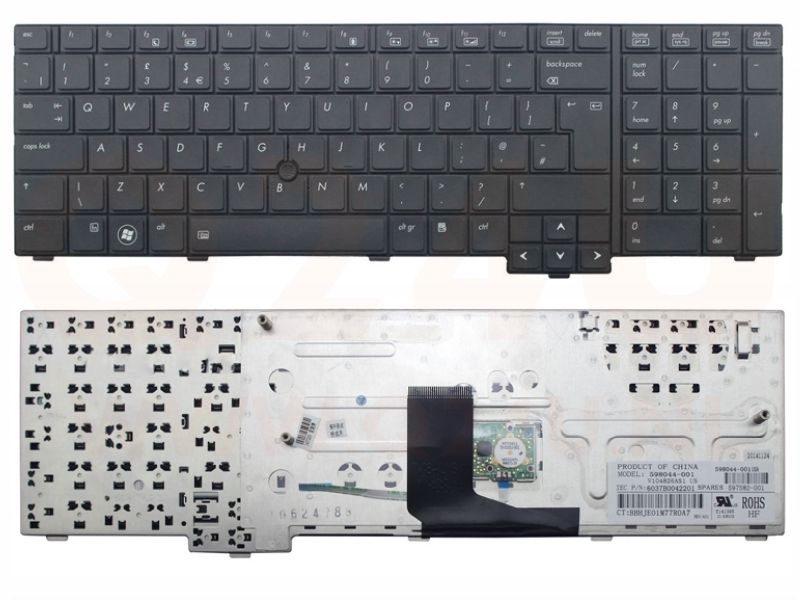 HP Elitebook 8740w series laptop toetsenbord, UK - zwart - met pointer