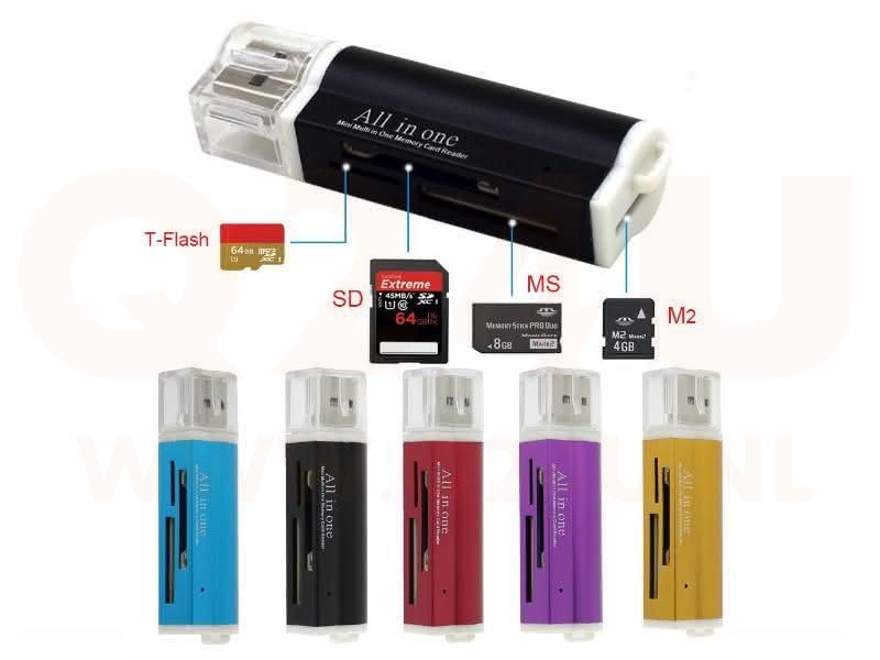 Mini USB 2.0, 4 in 1 geheugenkaartlezer