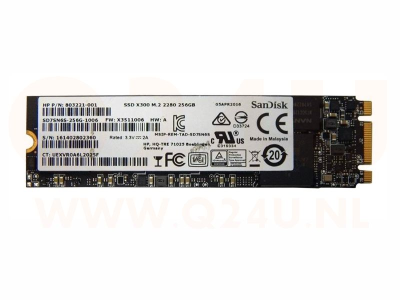 HP 256 GB SSD TLC SATA 6Gbps M.2 2280 803221-001 - gebruikt