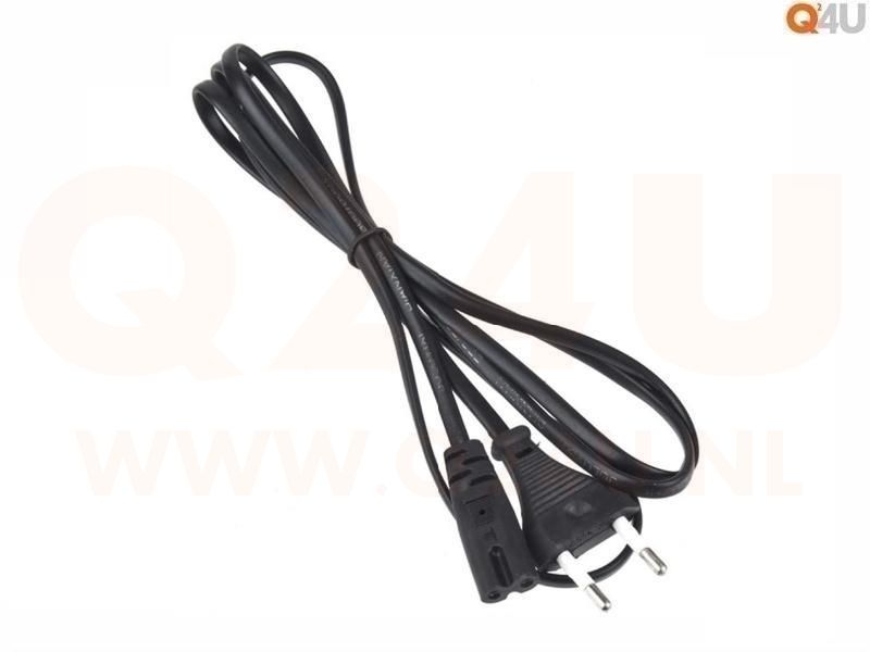 Netsnoer, 2 aderig, zwart, 1.5m