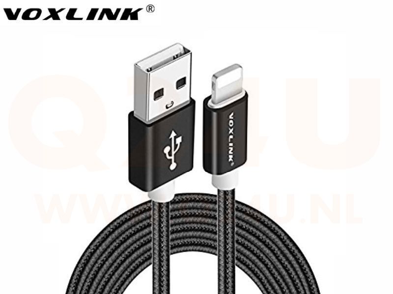 Voxlink USB - lightning high quality kabel, 1 meter - zwart